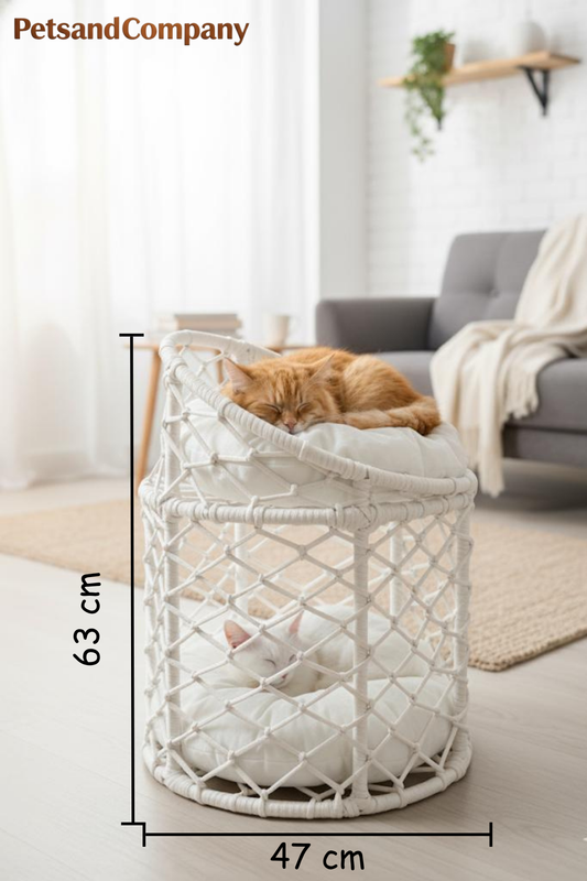 Rahman Weiss – Handgemachtes Katzenmöbel mit 2 Liegeflächen