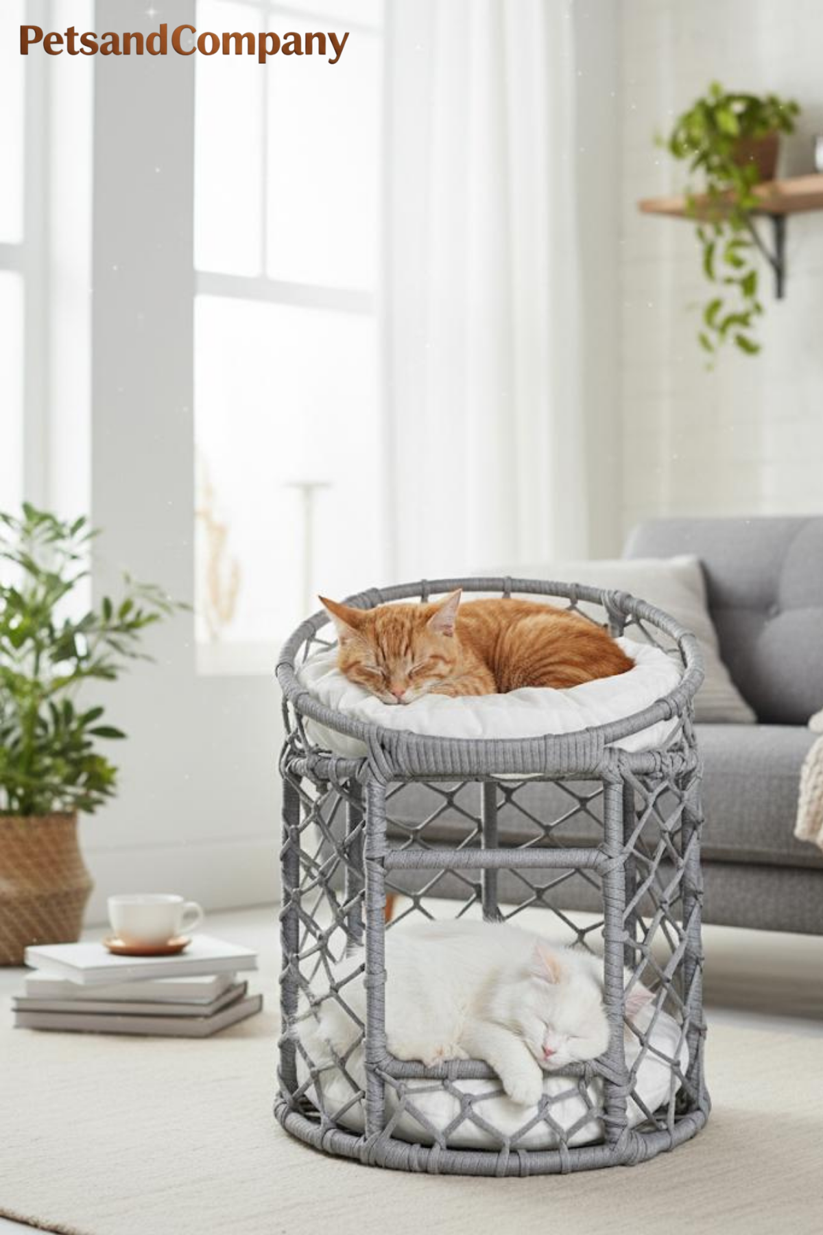 Rahman Grau – Handgemachtes Katzenmöbel mit 2 Liegeflächen