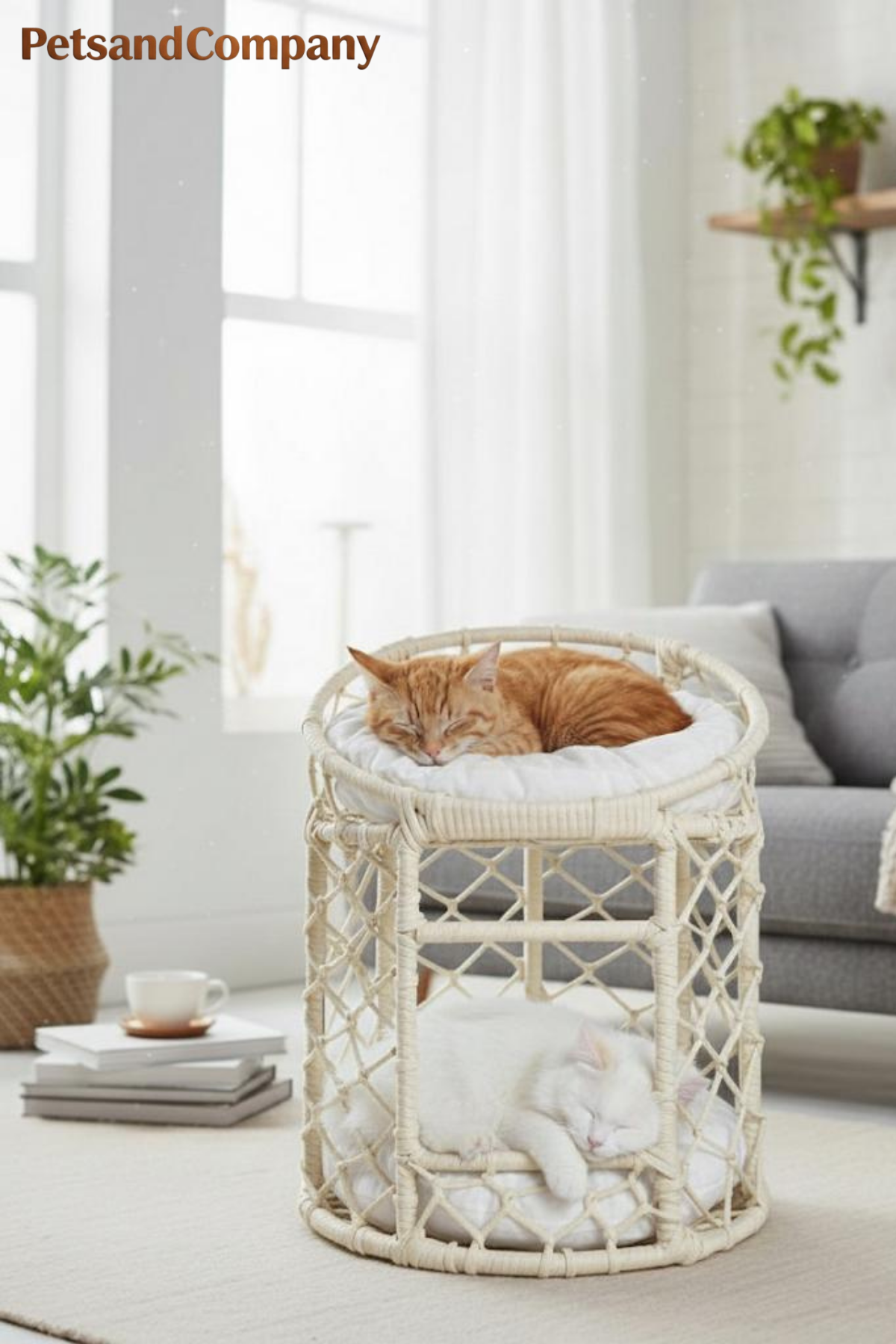 Rahman Creme – Handgemachtes Katzenmöbel mit 2 Liegeflächen