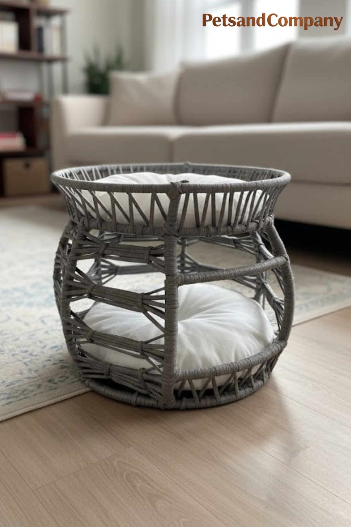 Melik Grau – Handgemachtes Haustiermöbel mit Doppelliege-Funktion