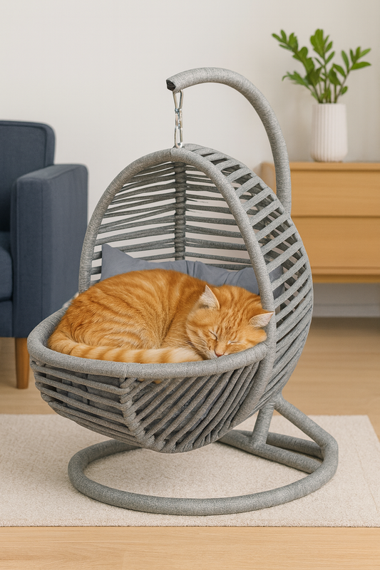 Schaukel für Katzen und Hunde - 45x45x70cm - Katzenschaukel für In-&Outdoor - Inkl. Kissen-Grau/Anthrazit