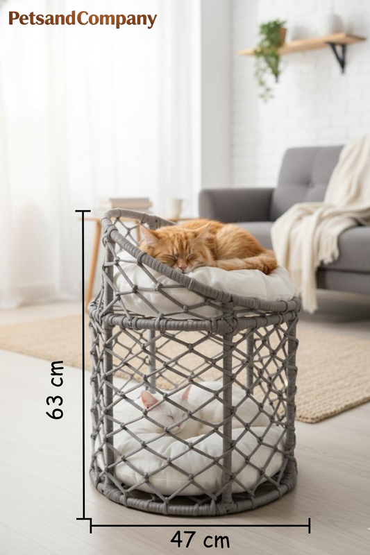 Rahman Grau – Handgemachtes Katzenmöbel mit 2 Liegeflächen