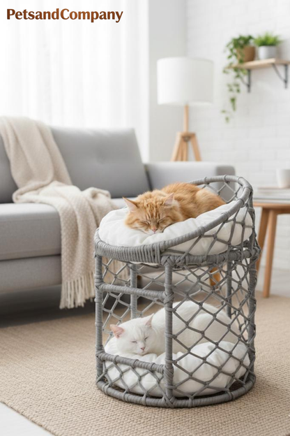 Rahman Grau – Handgemachtes Katzenmöbel mit 2 Liegeflächen