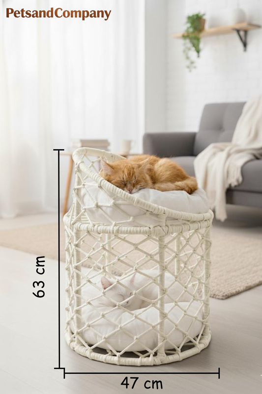 Rahman Creme – Handgemachtes Katzenmöbel mit 2 Liegeflächen