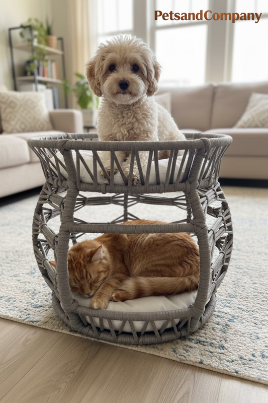 Melik Grau – Handgemachtes Haustiermöbel mit Doppelliege-Funktion