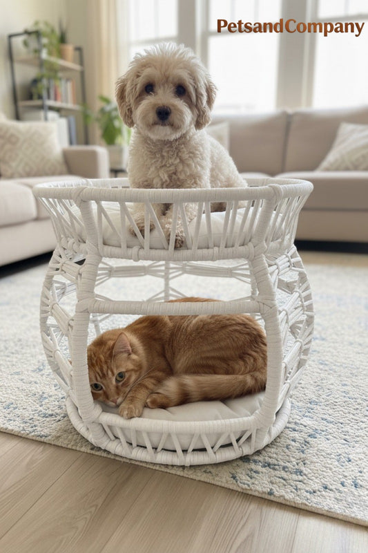 Melik Weiss – Handgemachtes Haustiermöbel mit Doppelliege-Funktion