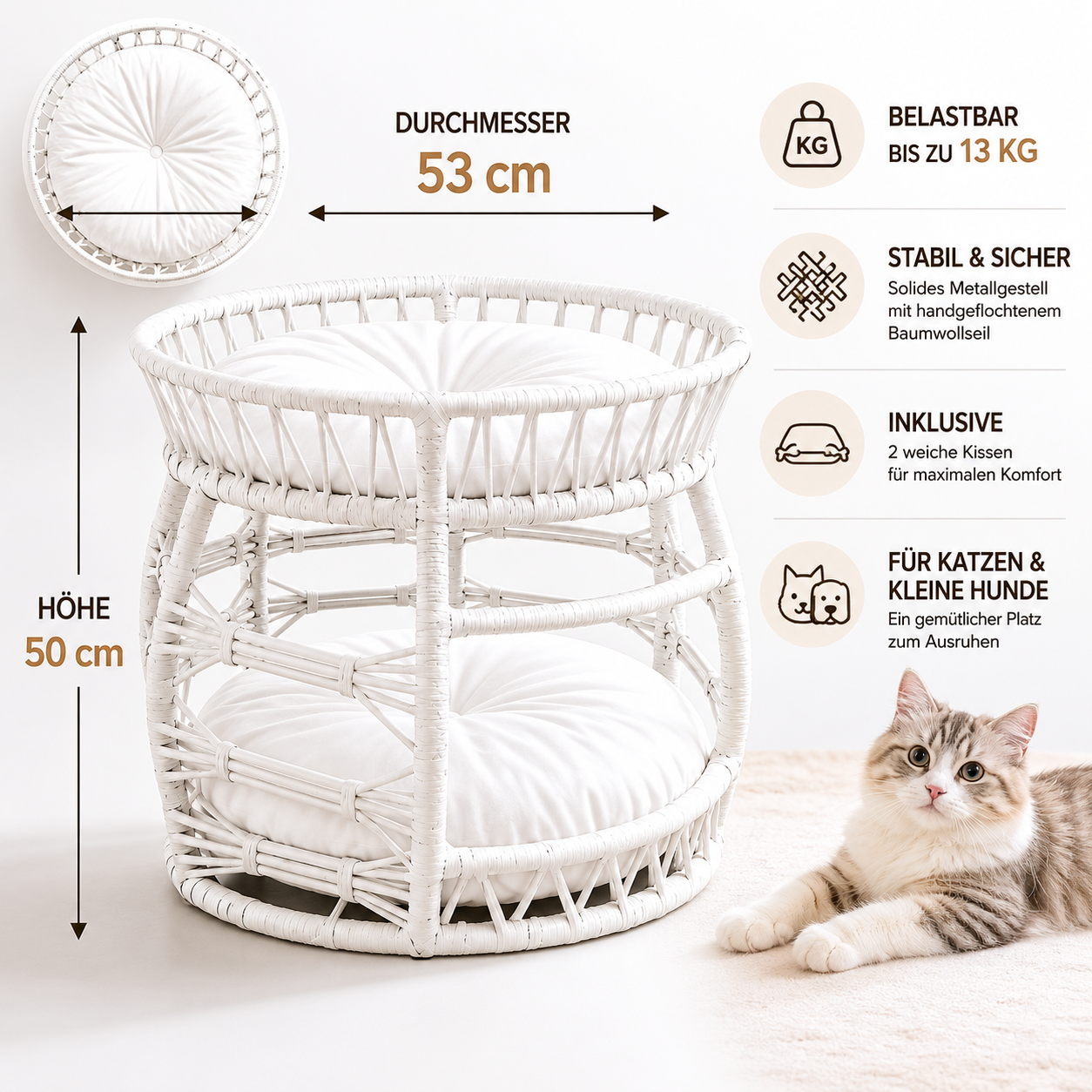 Melik – Handmade Cat Bed for Cats & Small Dogs – Premium Pet Bed
