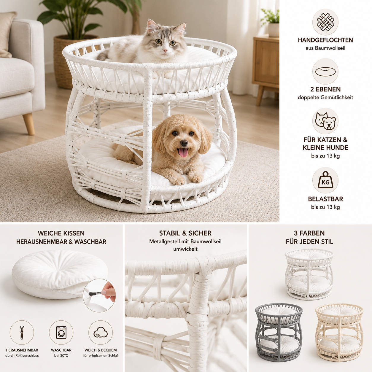 Melik – Handmade Cat Bed for Cats & Small Dogs – Premium Pet Bed