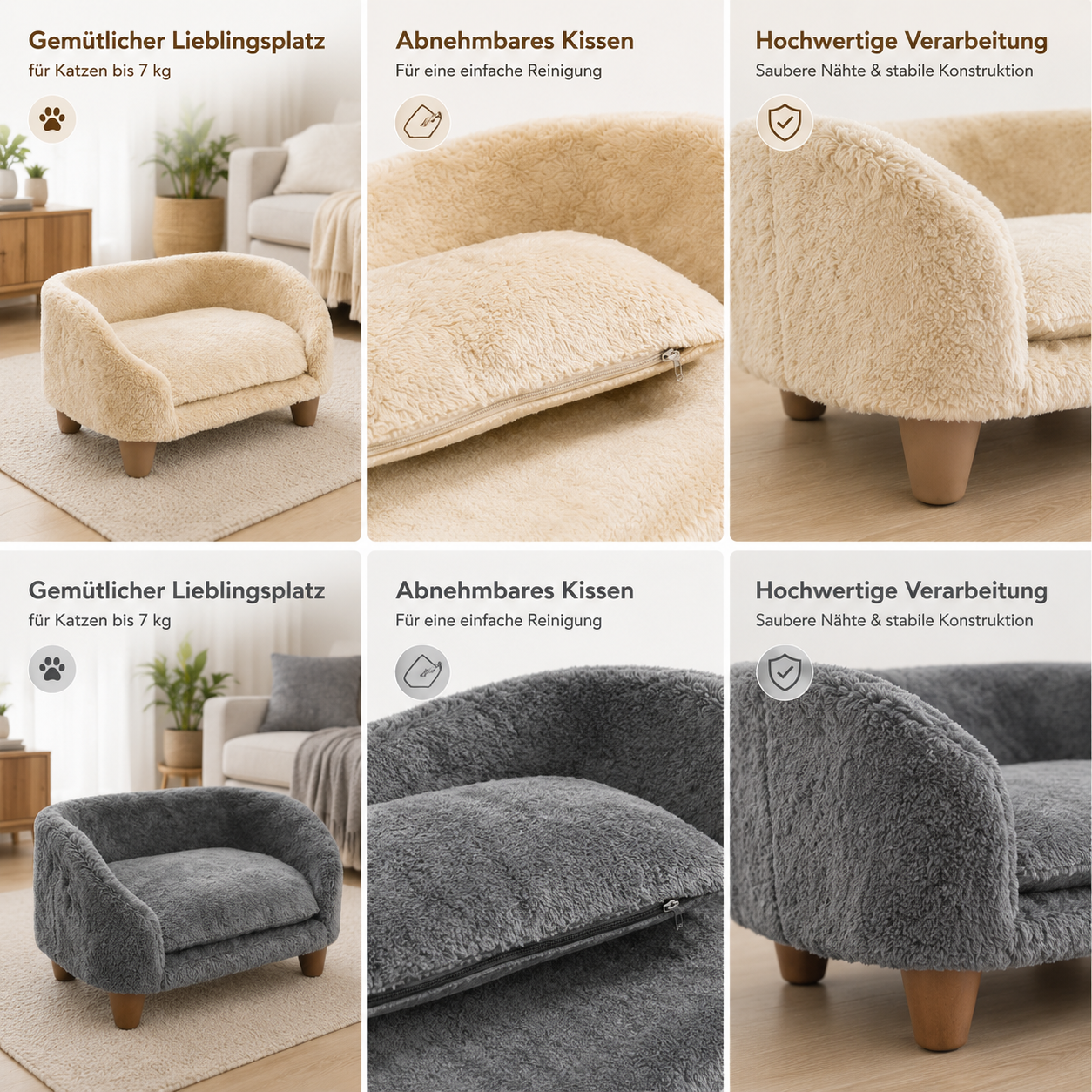 Cat Bed & Dog Bed – Soft Pet Sofa "Aziz" with Free Shipping