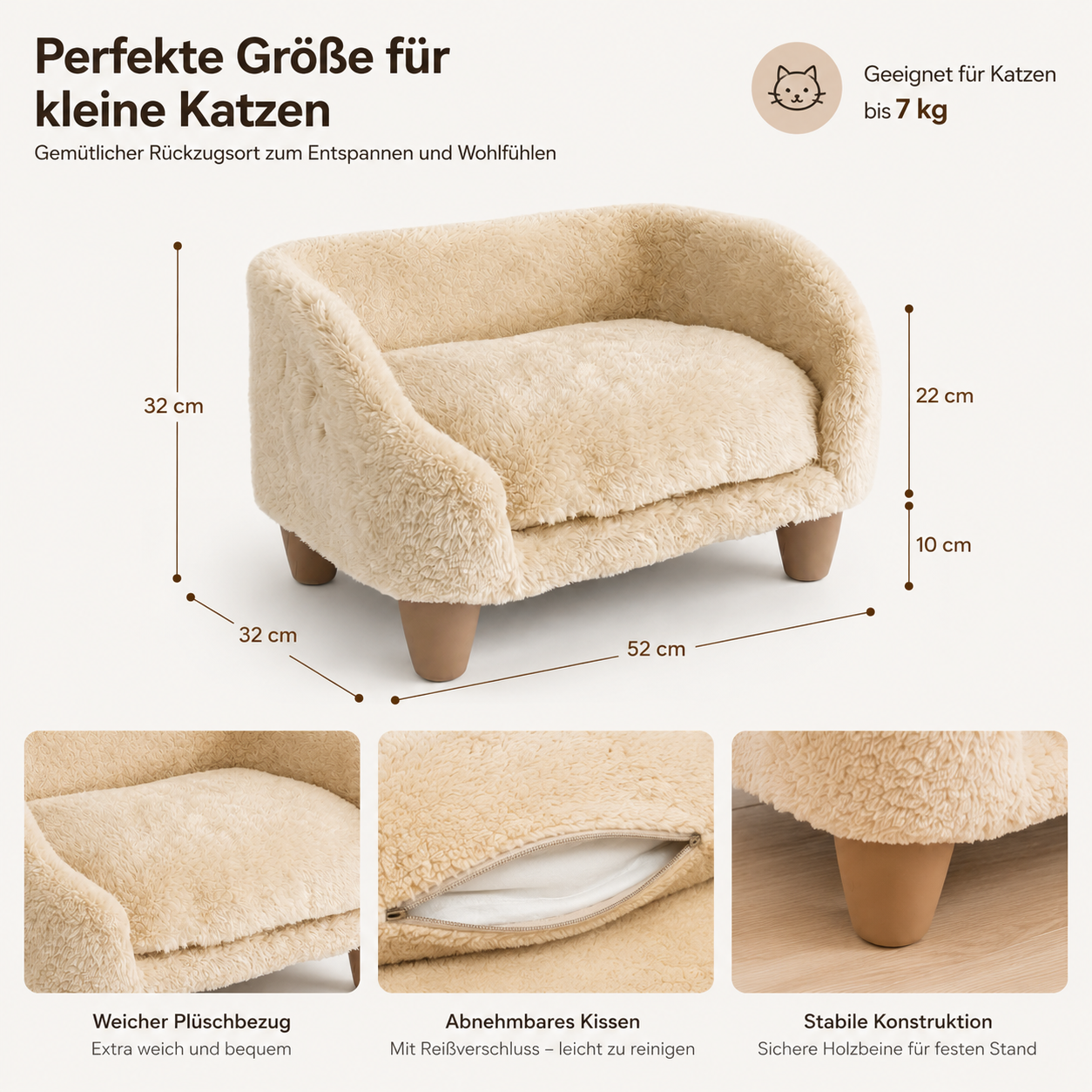 Cat Bed & Dog Bed – Soft Pet Sofa "Aziz" with Free Shipping