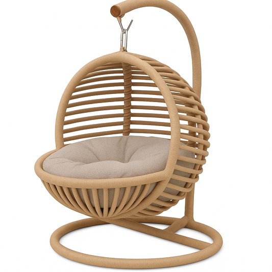 Schaukel für Katzen und Hunde - 45x45x70cm - Katzenschaukel für In-&Outdoor - Katzenbett mit Plüschkissen in Beige