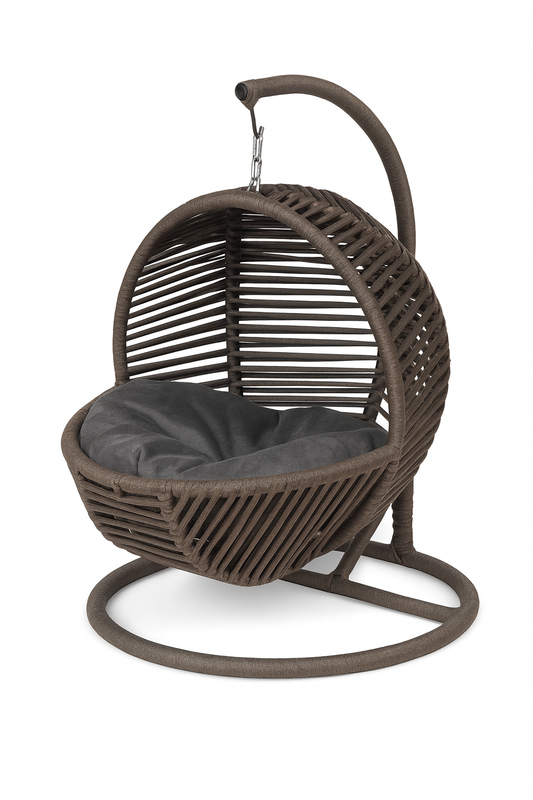 Schaukel für Katzen und Hunde - 45x45x70cm - Katzenschaukel für In-&Outdoor - Inkl. Kissen-Braun