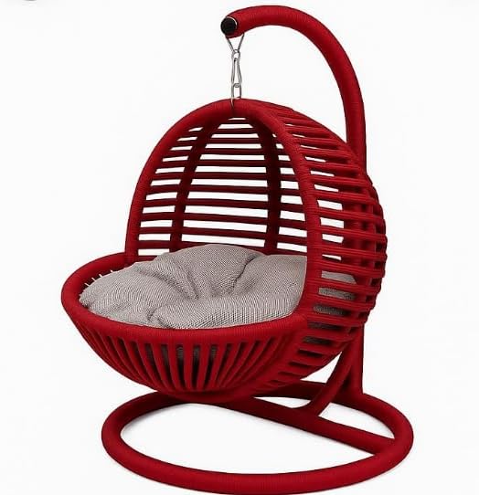 Schaukel für Katzen und Hunde - 45x45x70cm - Katzenschaukel für In-&Outdoor - Inkl. Kissen-Rot