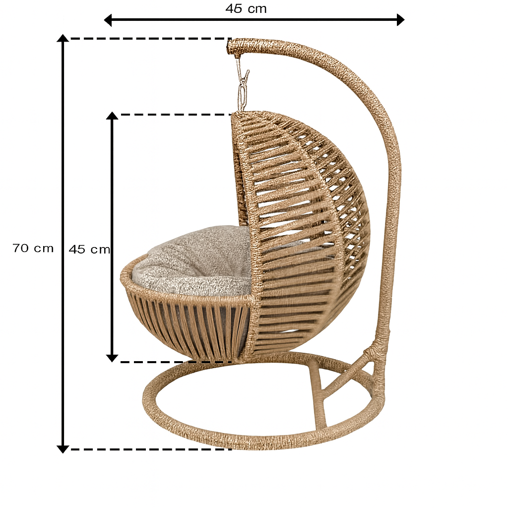 Schaukel für Katzen und Hunde - 45x45x70cm - Katzenschaukel für In-&Outdoor - Katzenbett mit Plüschkissen in Beige