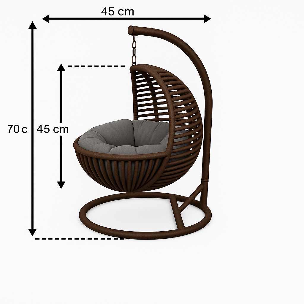Schaukel für Katzen und Hunde - 45x45x70cm - Katzenschaukel für In-&Outdoor - Inkl. Kissen-Braun