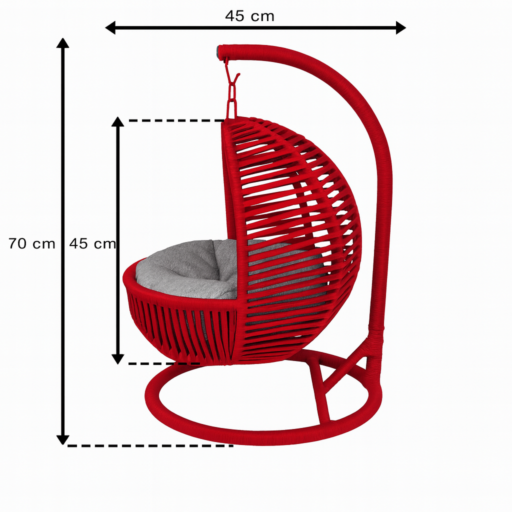 Schaukel für Katzen und Hunde - 45x45x70cm - Katzenschaukel für In-&Outdoor - Inkl. Kissen-Rot