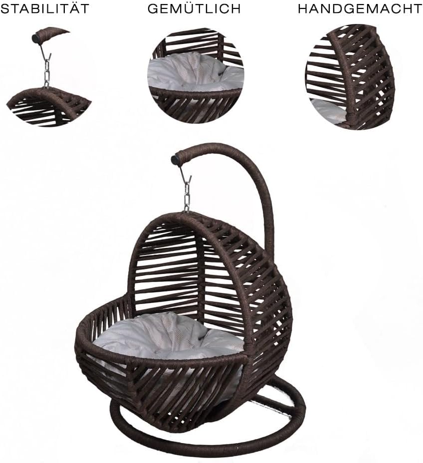 Schaukel für Katzen und Hunde - 45x45x70cm - Katzenschaukel für In-&Outdoor - Inkl. Kissen-Braun