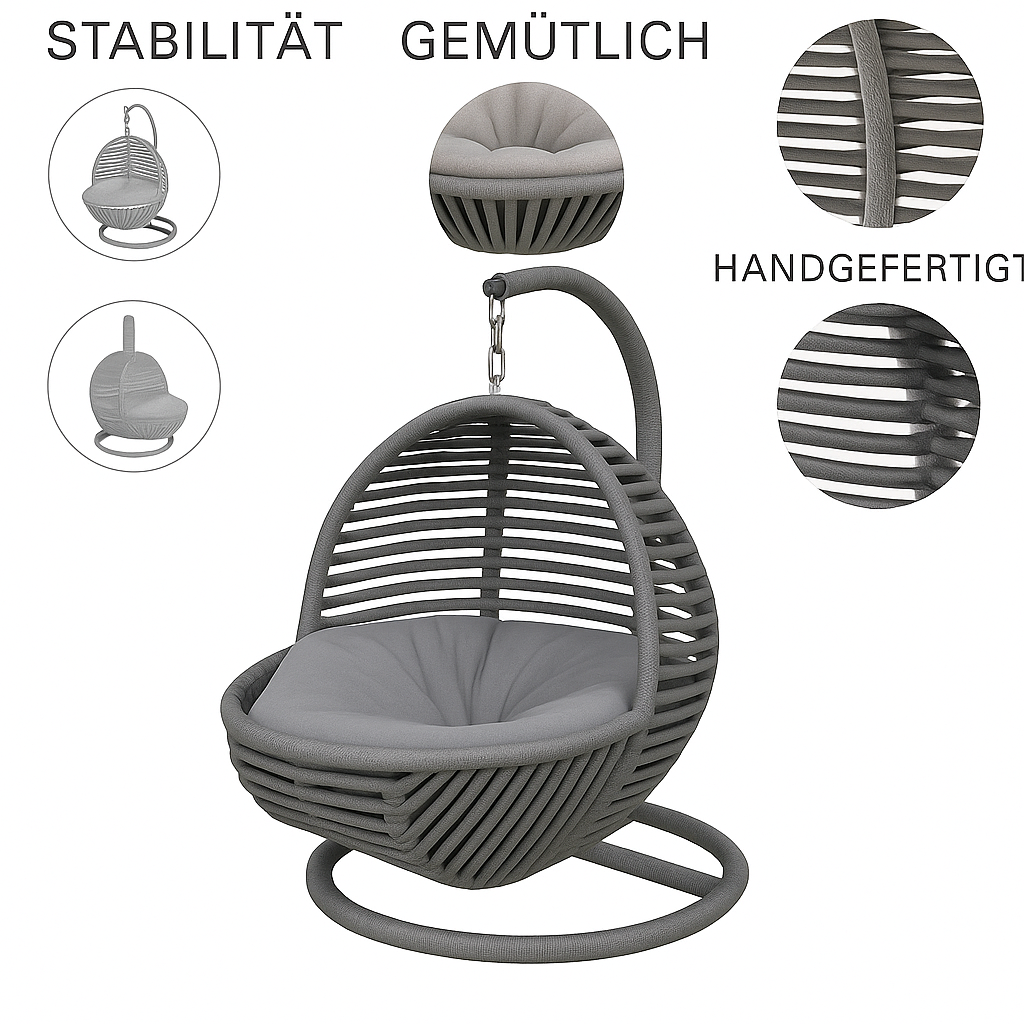 Schaukel für Katzen und Hunde - 45x45x70cm - Katzenschaukel für In-&Outdoor - Inkl. Kissen-Grau/Anthrazit