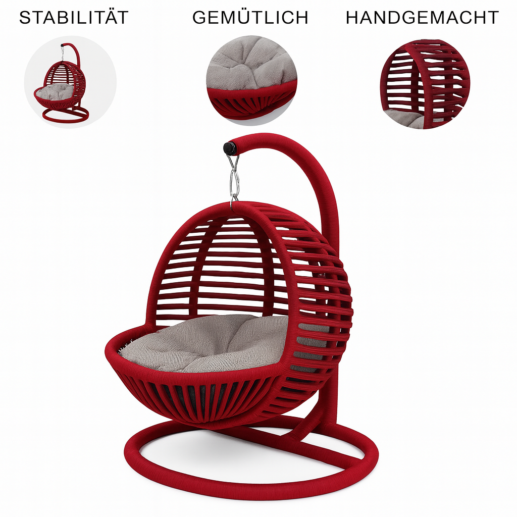 Schaukel für Katzen und Hunde - 45x45x70cm - Katzenschaukel für In-&Outdoor - Inkl. Kissen-Rot