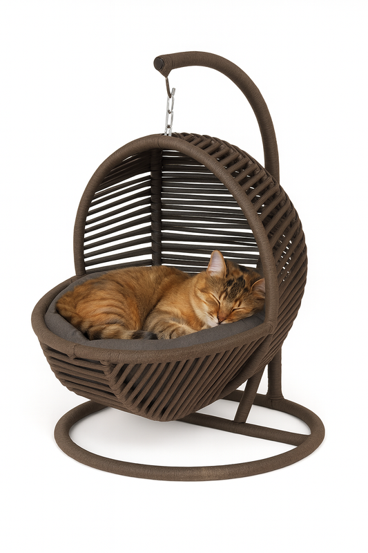 Schaukel für Katzen und Hunde - 45x45x70cm - Katzenschaukel für In-&Outdoor - Inkl. Kissen-Braun