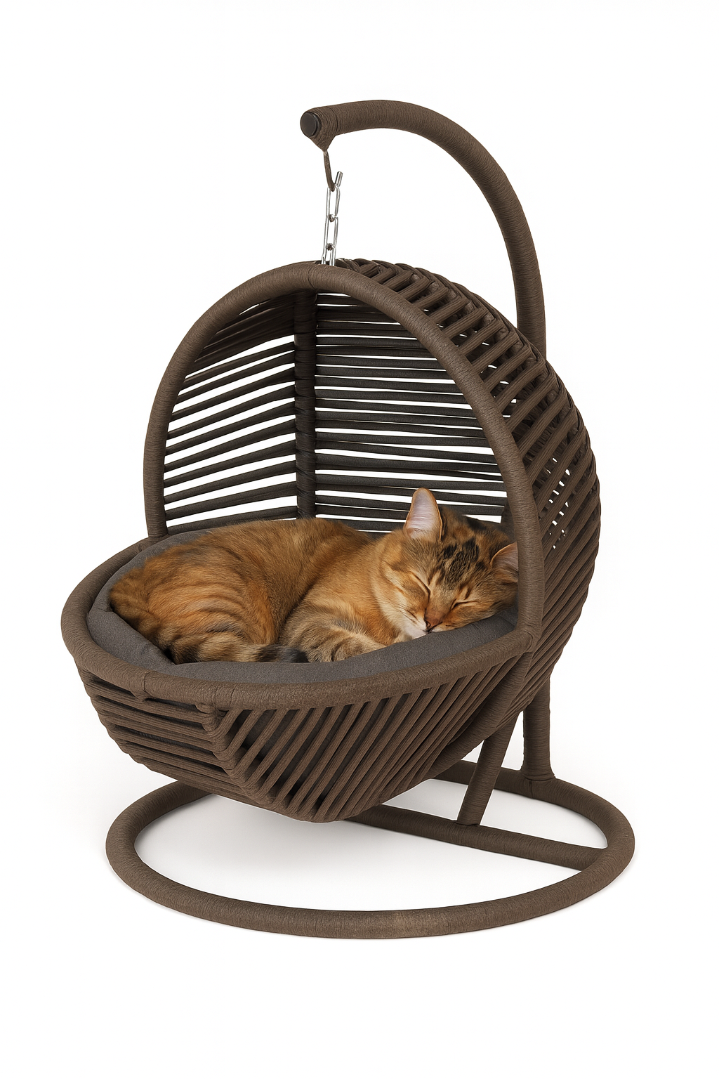 Schaukel für Katzen und Hunde - 45x45x70cm - Katzenschaukel für In-&Outdoor - Inkl. Kissen-Braun