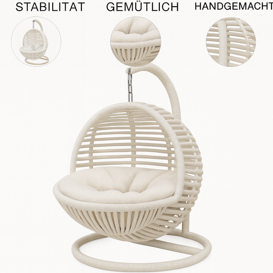 Katzenschaukel für In-&Outdoor - Katzenbett mit Kissen-Weiss/Hell Plüschkissen - 45x45x70cm