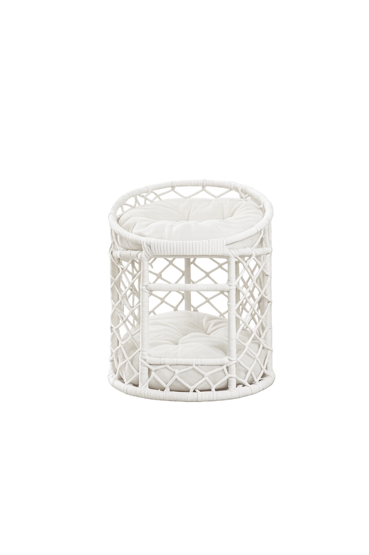 Rahman Weiss – Handgemachtes Katzenmöbel mit 2 Liegeflächen