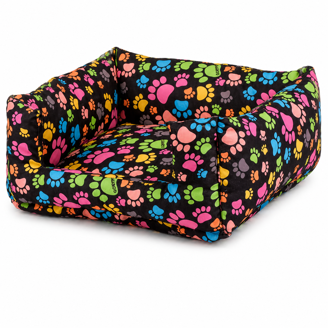 Colorful Dog Bed & Cat Bed with Paw Print Pattern – Soft Pet Bed for Small Dogs and Cats | 50 × 45 × 22 cm
