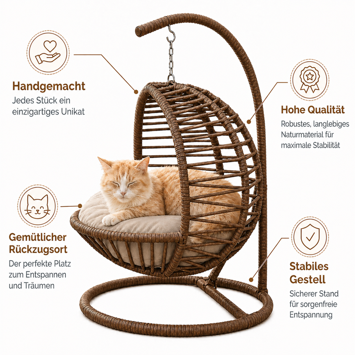 La Tahzen – Handgeflochtene Haustierschaukel für Katzen & kleine Hunde