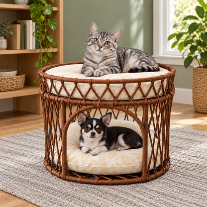 Hakem – Handgeflochtene Doppelliege für Katzen & kleine Hunde