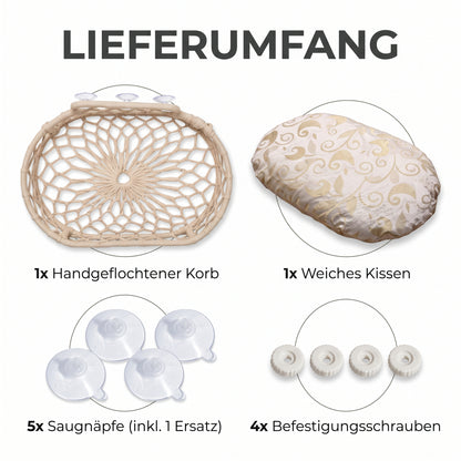 Semir – Geflochtene Katzen-Fensterliege im Boho-Look mit Saugnäpfen