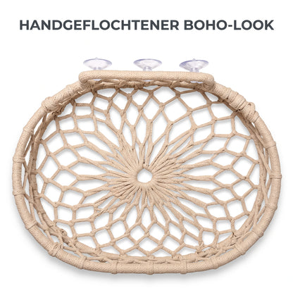Semir – Geflochtene Katzen-Fensterliege im Boho-Look mit Saugnäpfen