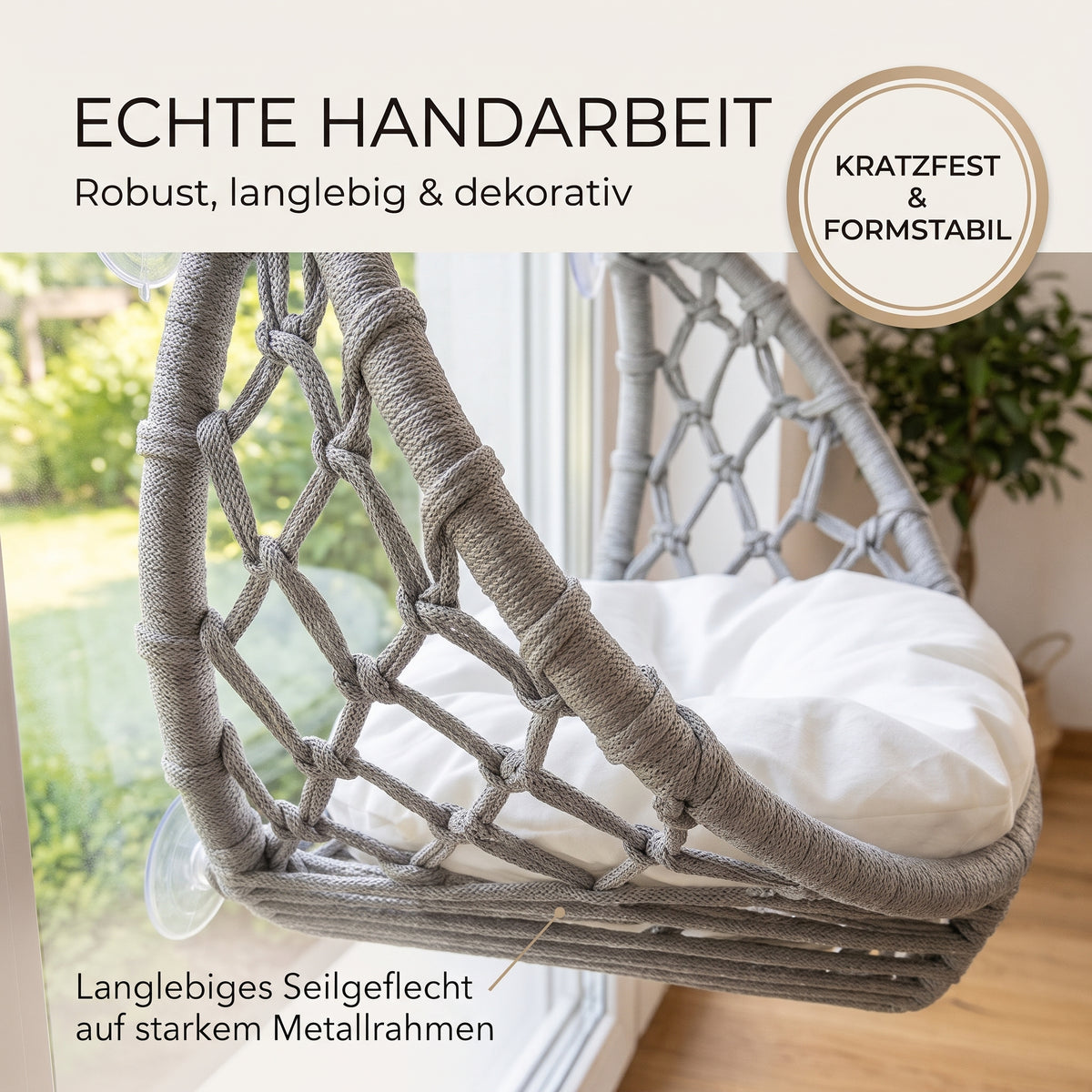 Fensterliege Basir – Der handgeflochtene Logenplatz für Katzen & kleine Hunde