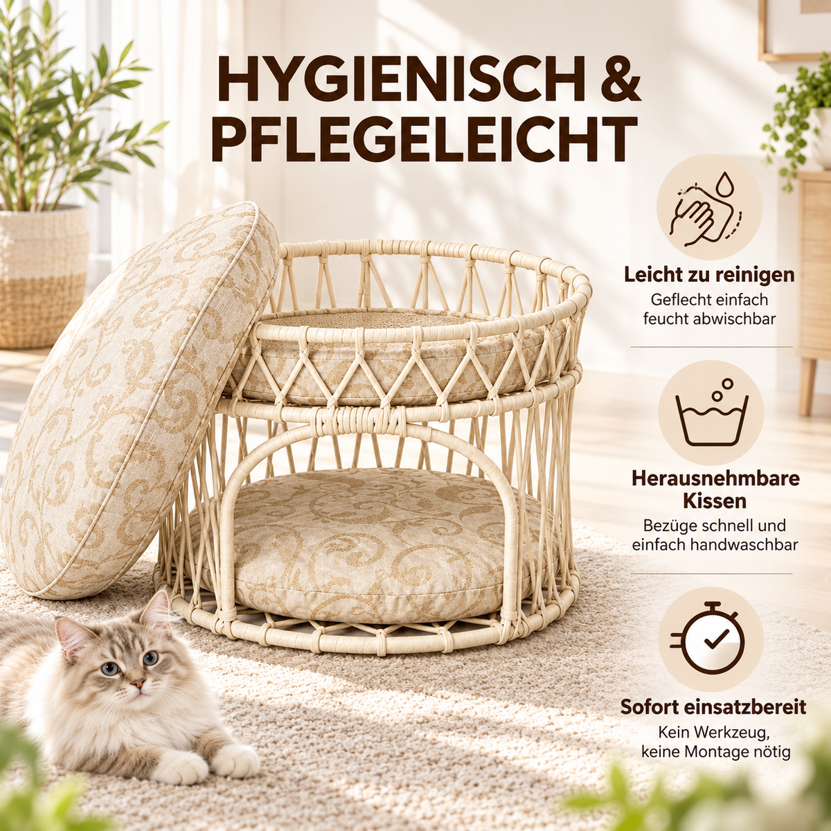 Hakem – Handgeflochtene Doppelliege für Katzen & kleine Hunde