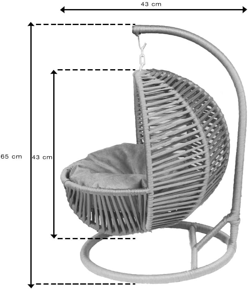 Schaukel für Katzen und Hunde - 45x45x70cm - Katzenschaukel für In-&Outdoor - Inkl. Kissen-Weiss/Hell