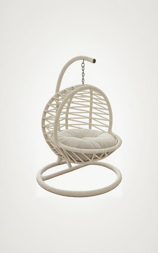 Katzenschaukel für In-&Outdoor - Katzenbett mit Kissen-Weiss/Hell Plüschkissen - 45x45x70cm