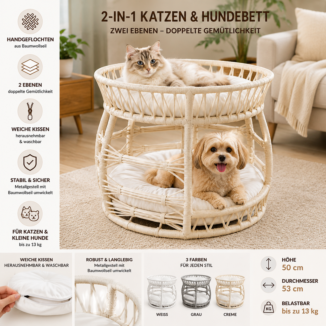 Melik – Handmade Cat Bed for Cats & Small Dogs – Premium Pet Bed