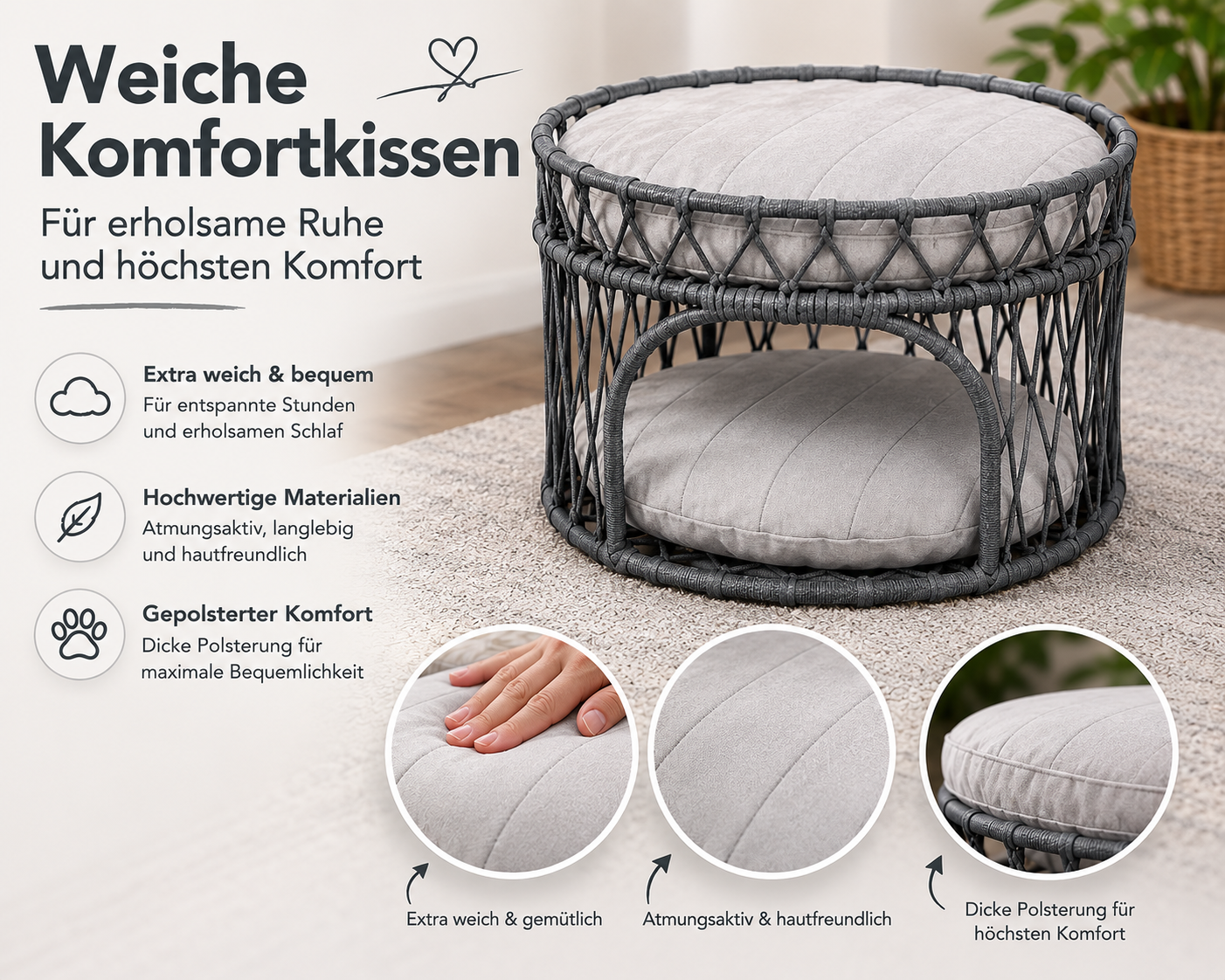 Hakem – Handmade Cat Bed for Cats & Small Dogs – Premium Pet Bed