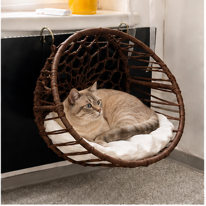Celil Radiator Cat Bed - Hand-Woven Hanging Lounger for Cats/Small Dogs with Soft Cushion, 52×35×20 cm